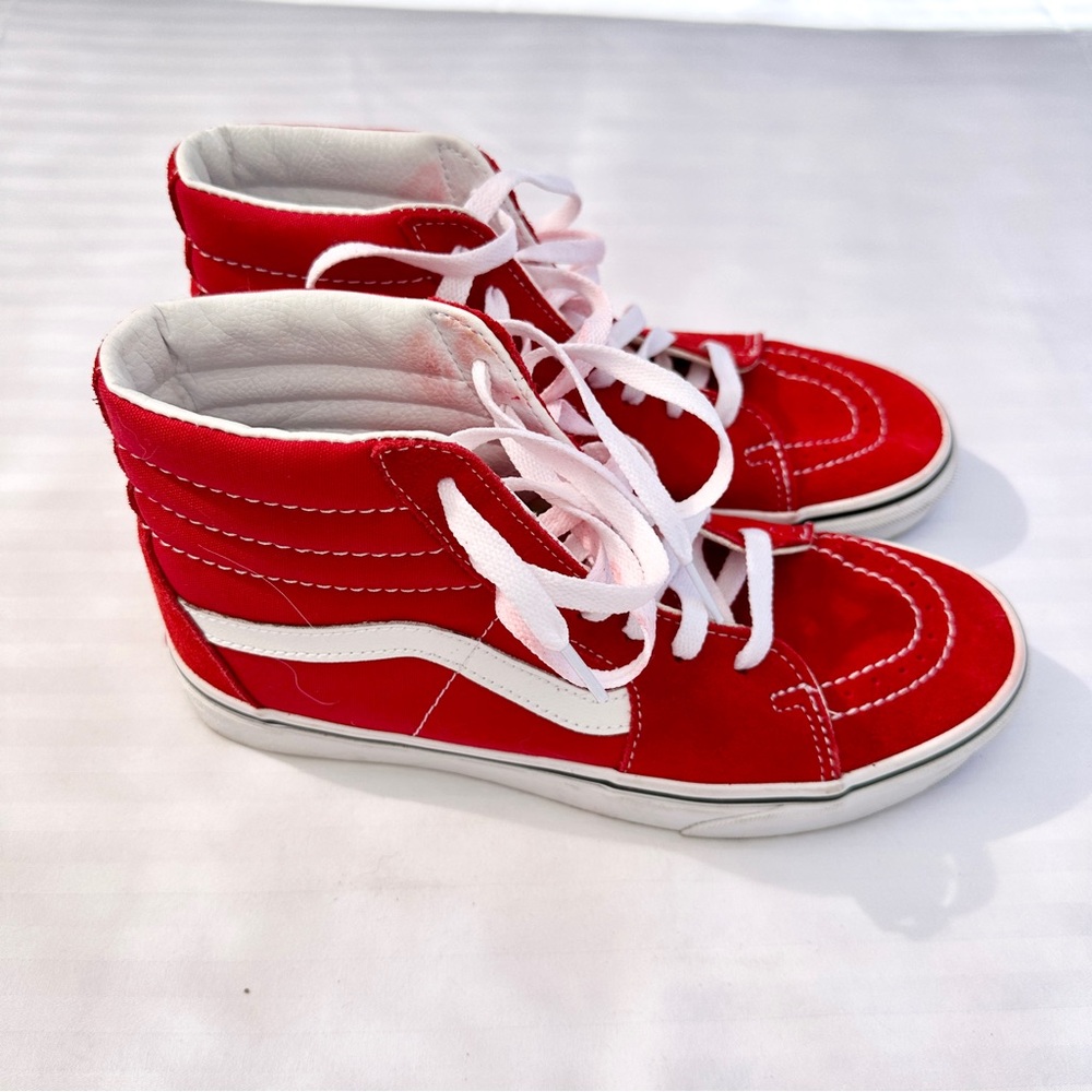 VANS Sk8-Hi red suede sneakers